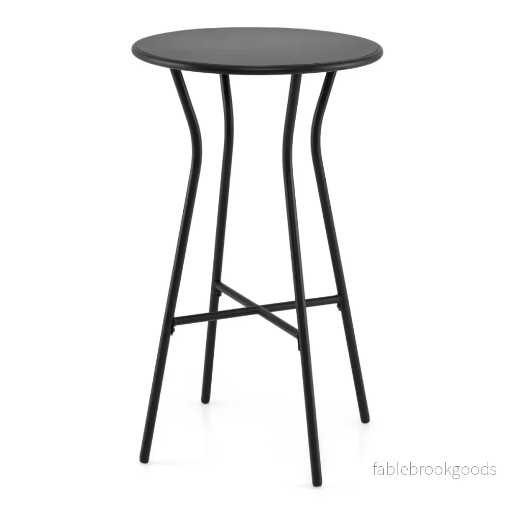 Runt – Utomhus Bistrobord Med Robust Metallram Och Justerbara Fötter – Svart