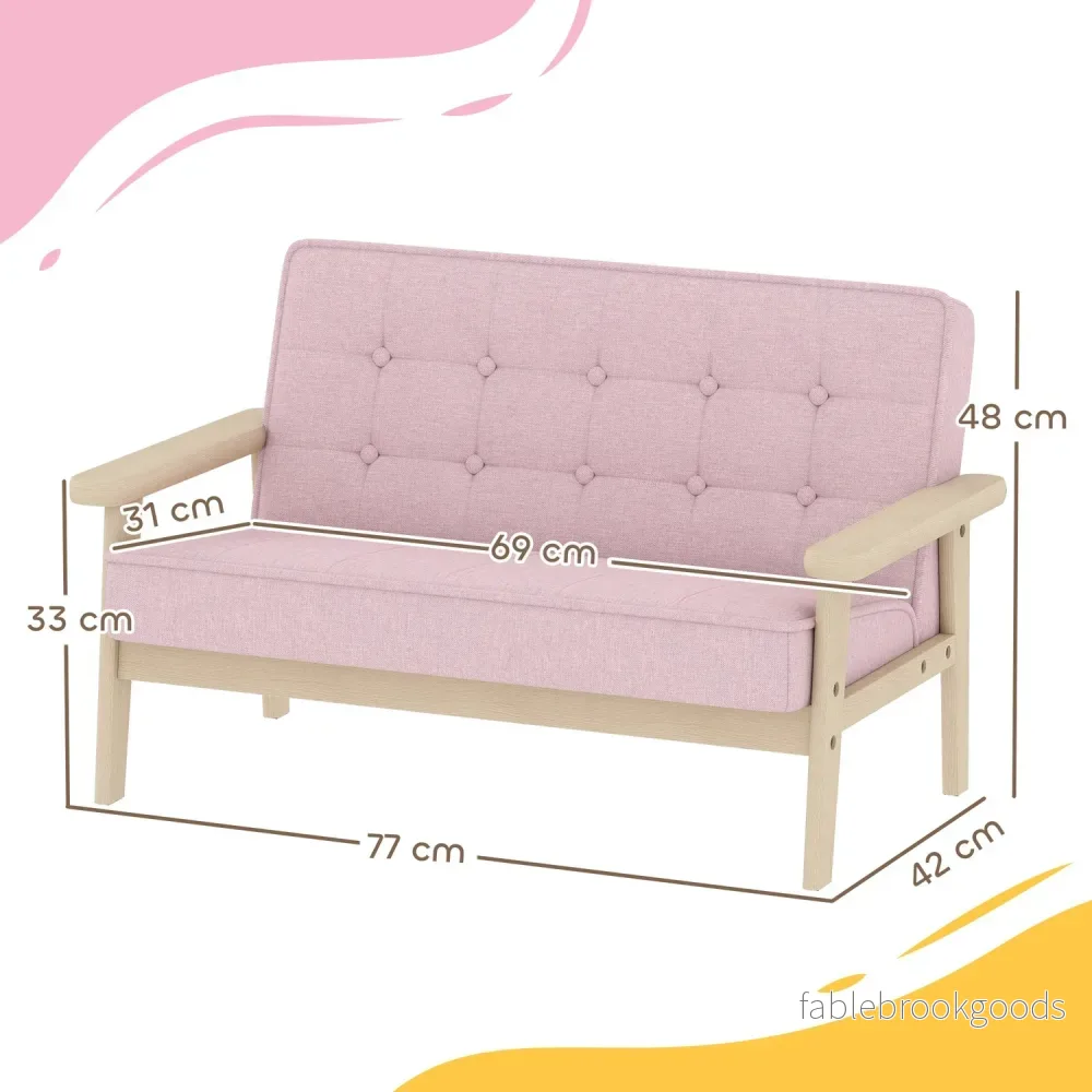 Barnsoffa, sammetsliknande, träram, åldrar 3-15, rosa - Bild 3