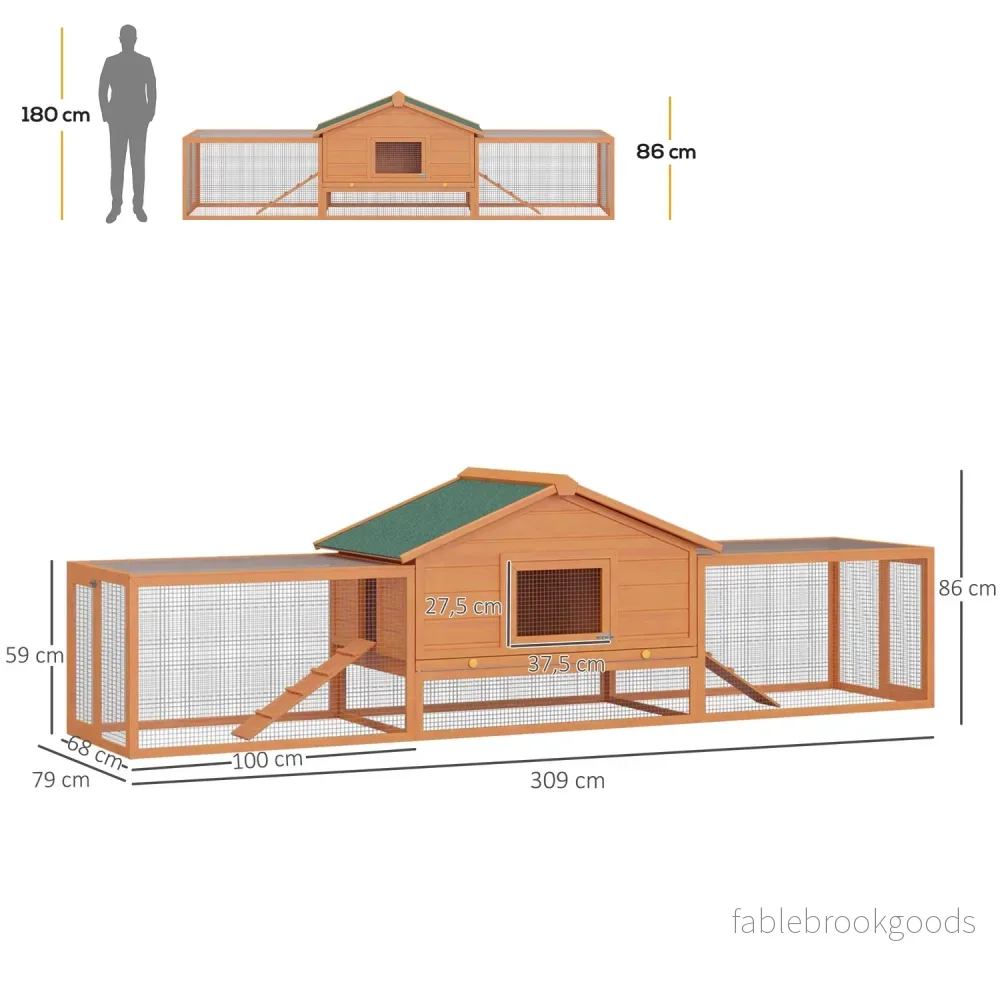 XXL kaninhydda med utomhuskapsling – 100x68x59 cm - Bild 3