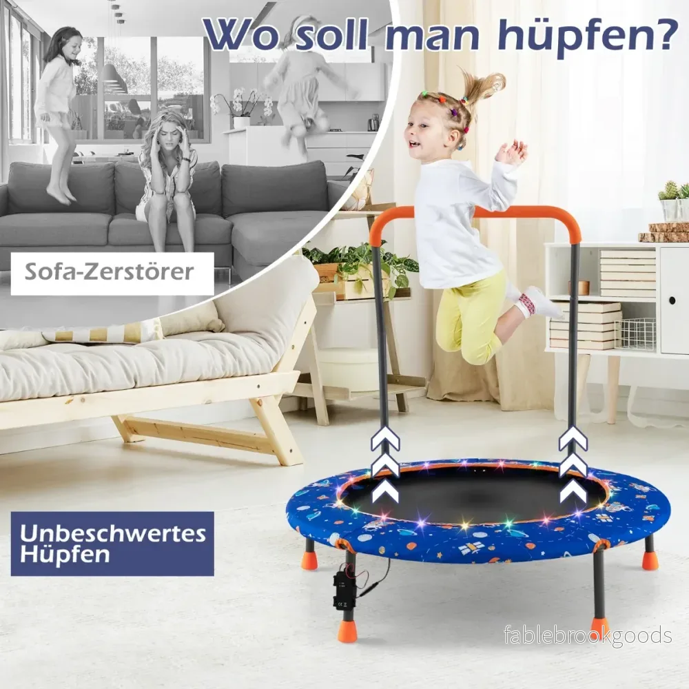 Barnstudsmatta – ministudsmatta med LED belysning ochamp; avtagbart handtag – Ø 92 cm – Blå - Bild 2