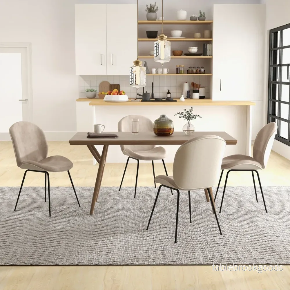 Set – med matsalsstolar metallram köksstol stoppad – 2 49 x 65 x 87 cm – Kaffe - Bild 3