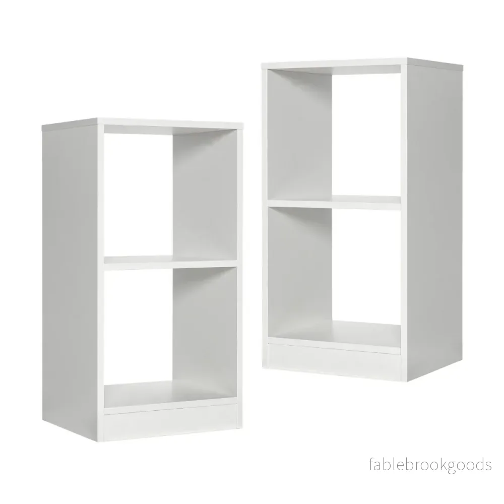 Set – med bokhyllor i trä nivåer och anti lutningsskydd – 2 2 38 x 33 x 72,5 cm – Vit