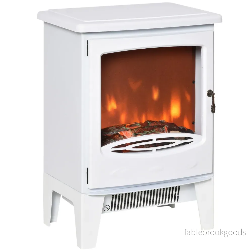 Fristående LED El-kamin, Vit, 900/1800W