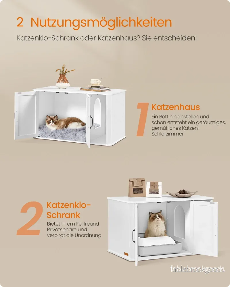 Cat House – Dubbeldörrar med handtag – Molnvit - Bild 3