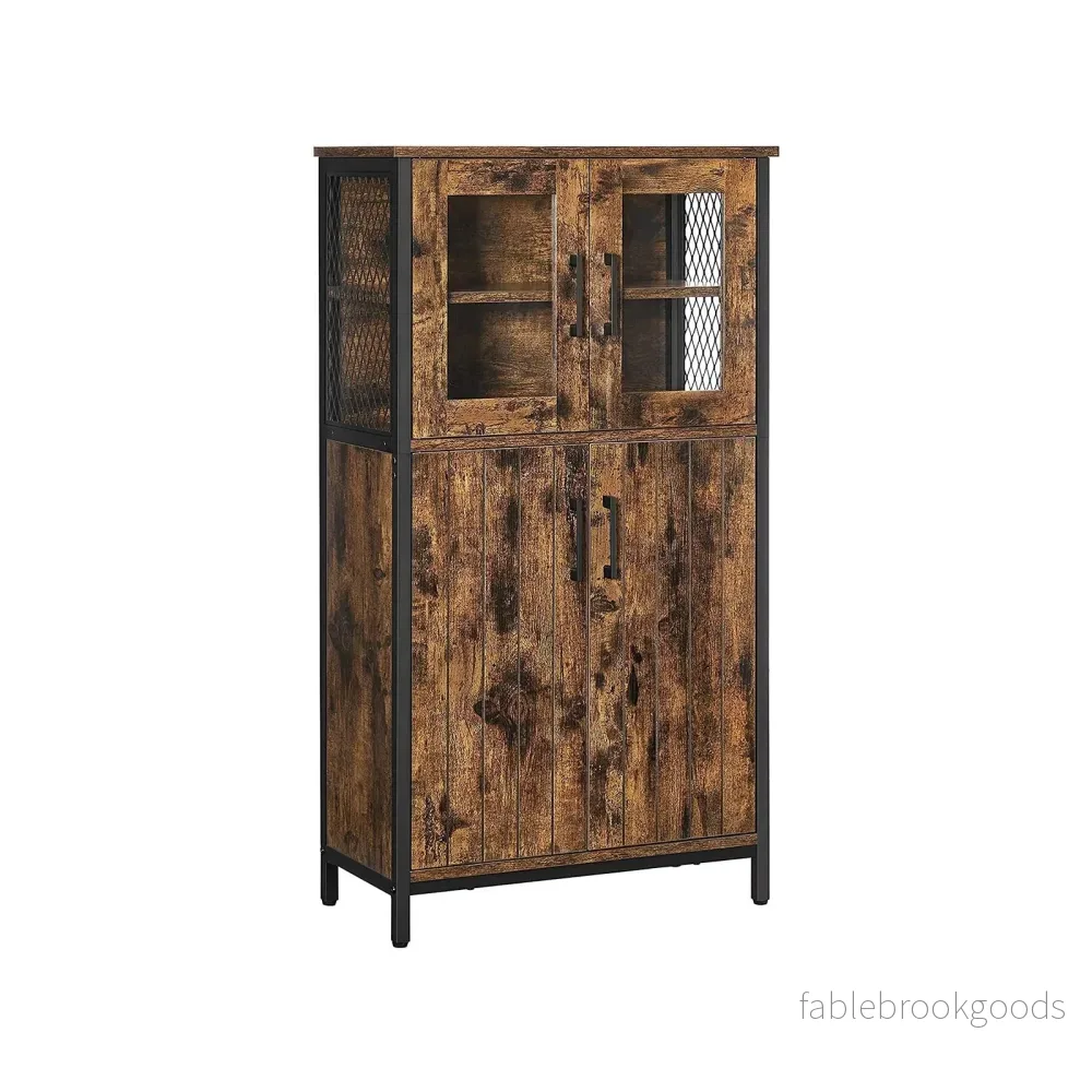 Förvaringsskåp – Justerbar hylla – Stålram – Vintage brun-svart Förvaringsskåp – Justerbar hylla – Stålram – Vintage brun-svart