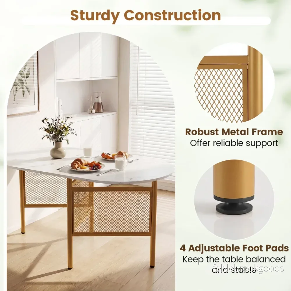 Hopfällbart – matbord för personer platsbesparande köksbord med hopfällningsfunktion Vit+ – 6-8 150 x 80 x 76 cm – Guld - Bild 3