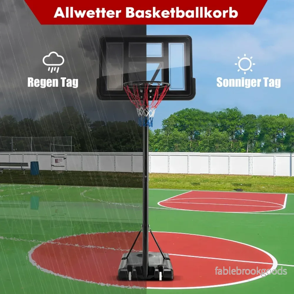 Höjdjusterbar – basketbåge med stativ och hjul basketställ – 305 cm 2 130 cm – Svart - Bild 2