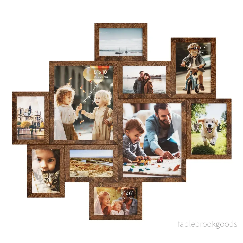 Fotolijsten – Set van 10 – Diverse Maten – PVC – Roodbruin Fotolijsten – Set van 10 – Diverse Maten – PVC – Roodbruin