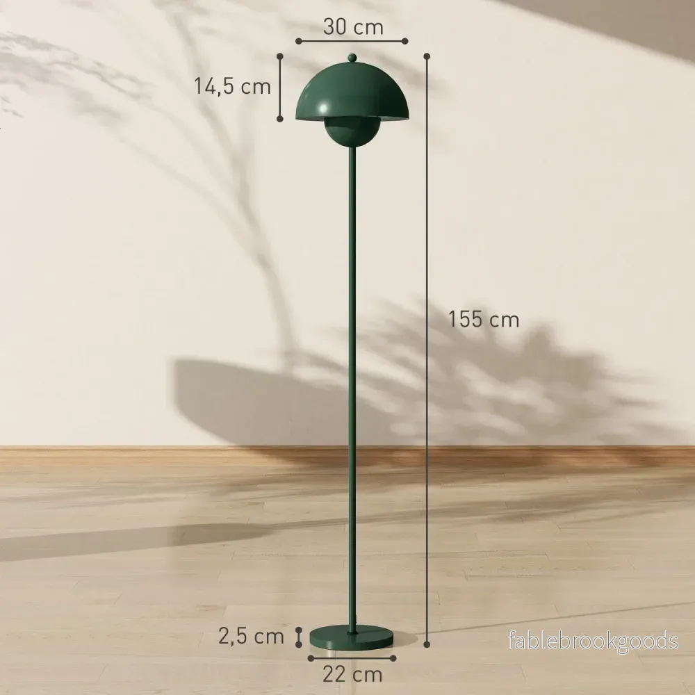 Golvlampa med rund skärm, fotkontakt, lång kabel, grön - Bild 3