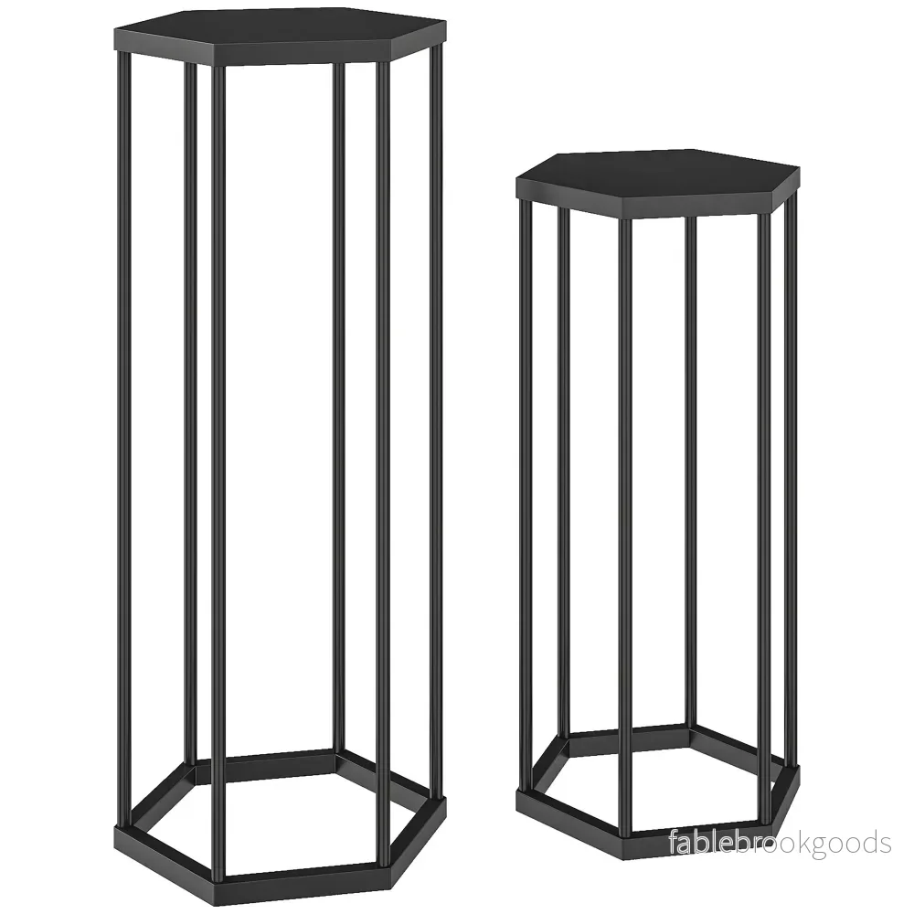 Sexkantiga växtställ i metall, för inomhusbruk och utomhusbruk, 2-pack