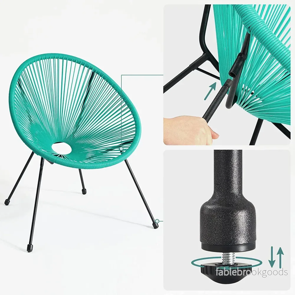 Loungeset – Ergonomisk design – Set om 3 – Turkosblå - Bild 3