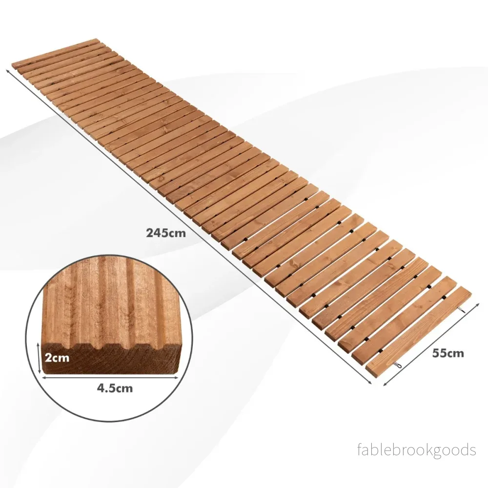Trädgårdsväg – Rullbar väderbeständig rak utomhusgångbana – 245 x 55 x 2 cm – Ljusbrun - Bild 2