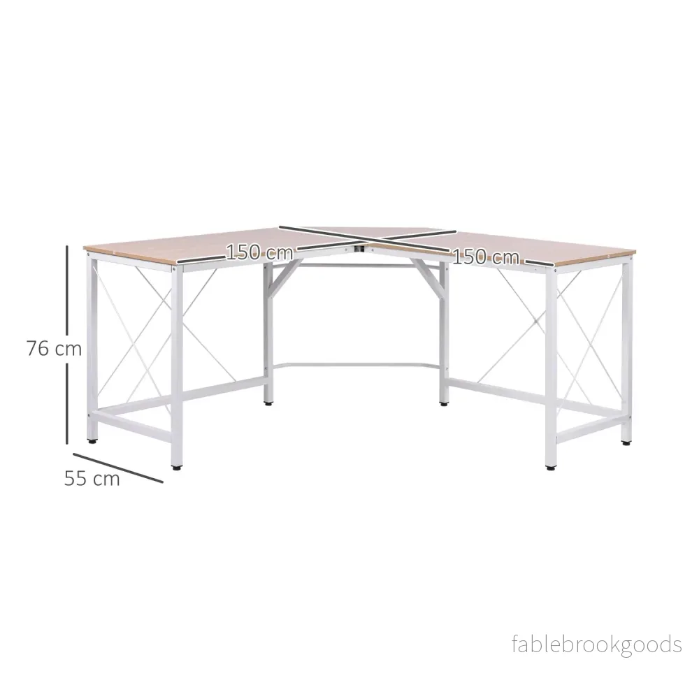 L-format hörnskrivbord, MDF-trä, 150x150x76 cm - Bild 3