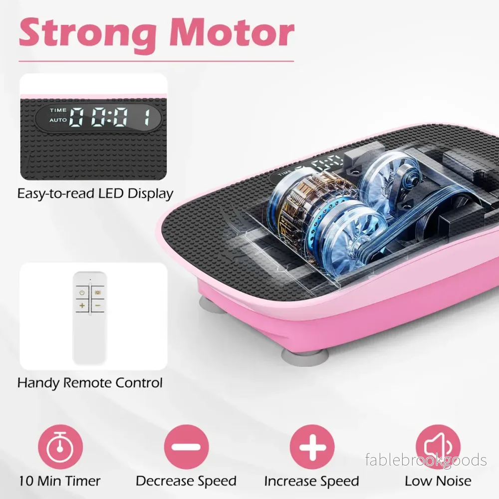 Vibrationsplatta – med Hastighetsnivåer och Fjärrkontroll Vibrationstränare LED Display – 10 – Rosa - Bild 3