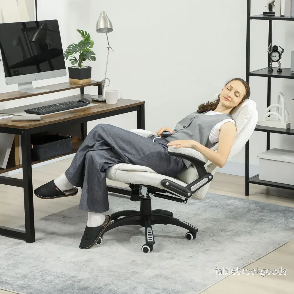 Ergonomisk kontorsstol med massage, gräddvit, 68x72x110-120 cm - Bild 2