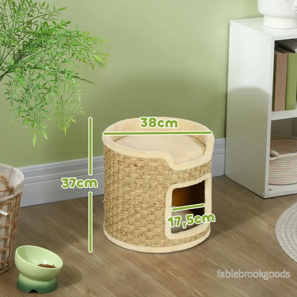 Cat Tower – 37 cm Sisal fat, dubbelnivå, Khaki - Bild 3