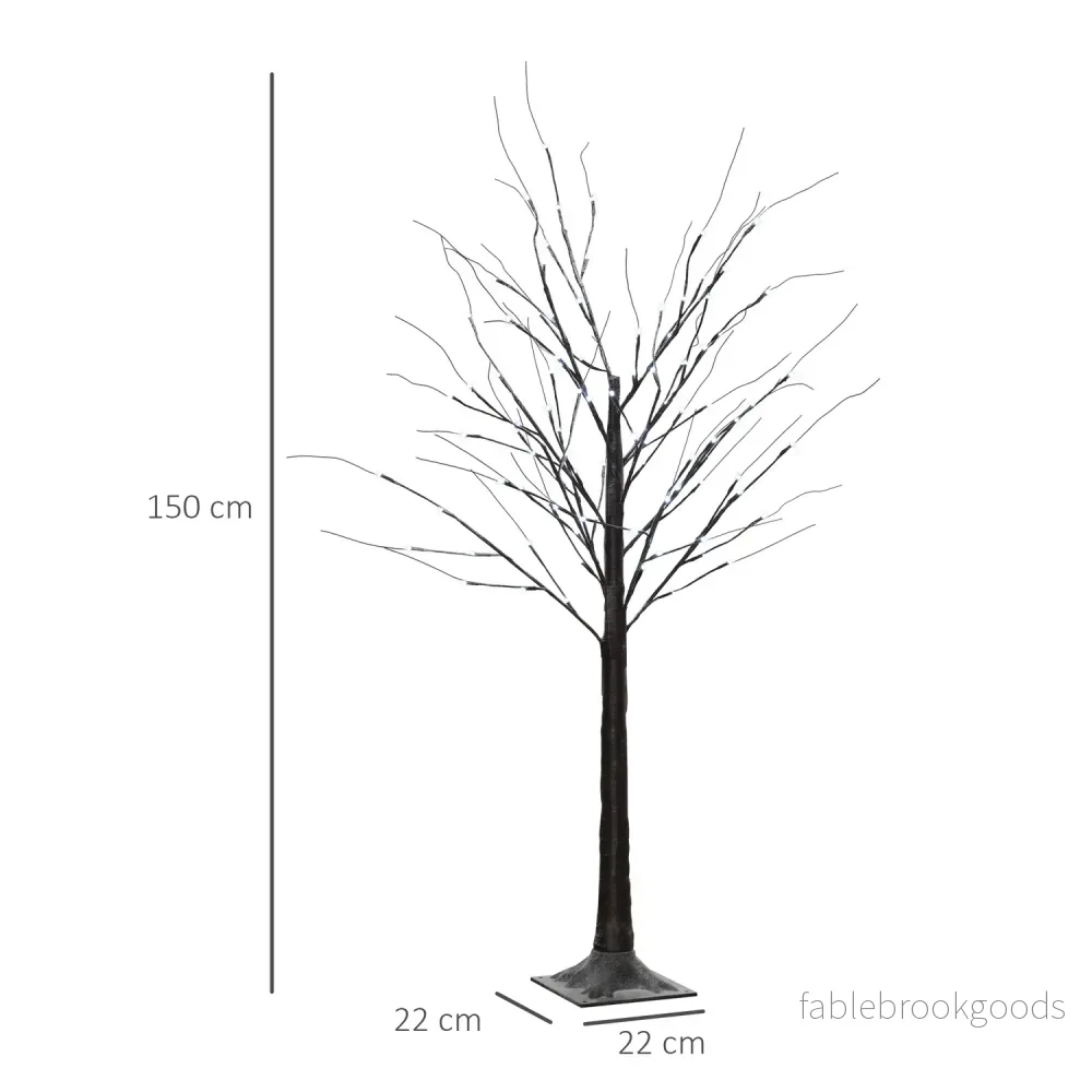 Konstgjord björk, 150 cm – LED-ljus & snö - Bild 3