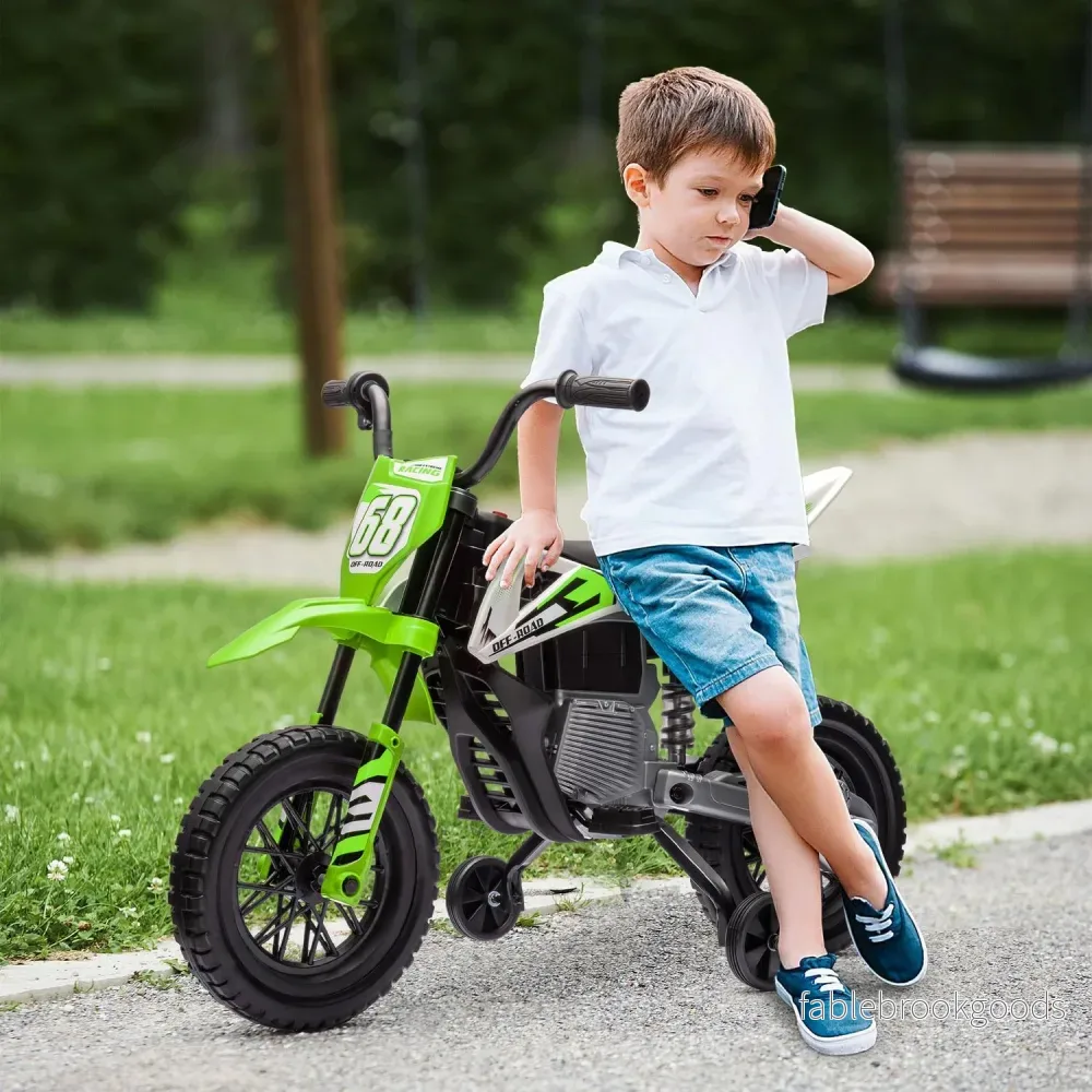 Elmotorcykel för barn, 12V, musik, 3-6 år, grön - Bild 2
