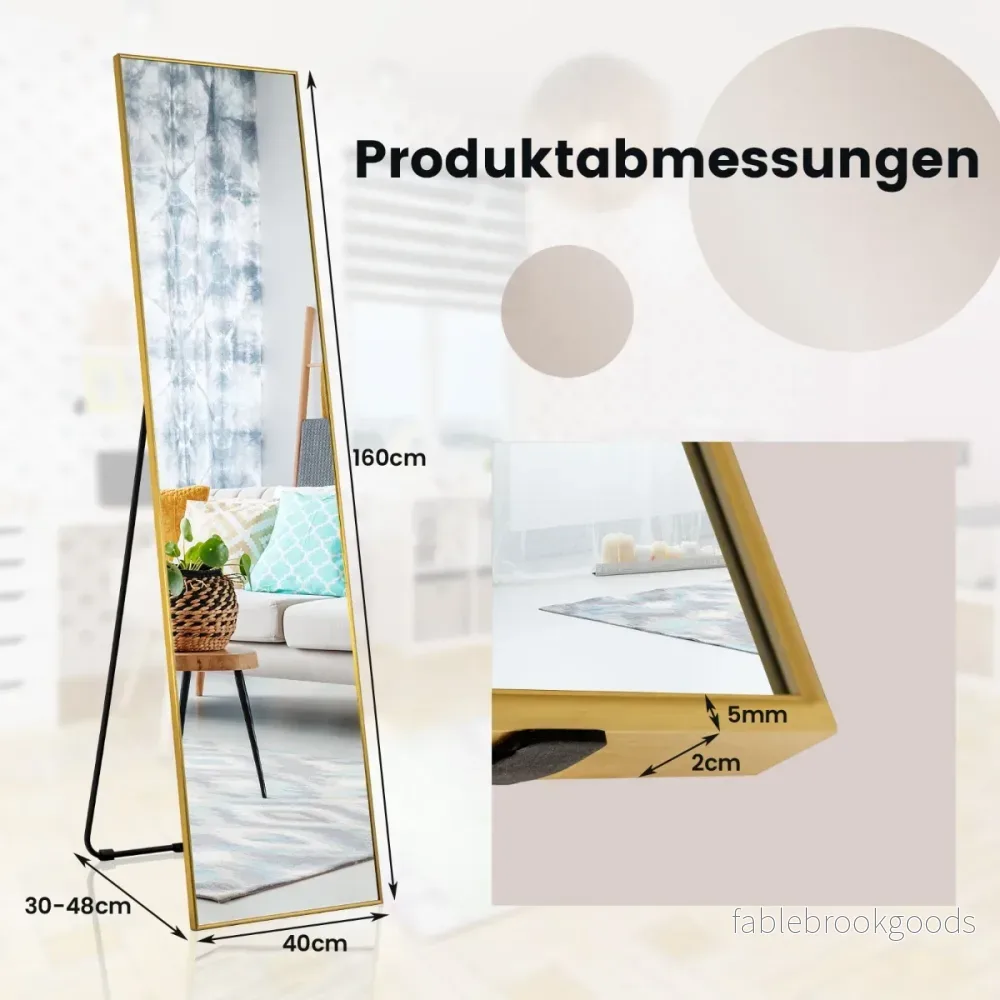 Helspegel – i stående och väggspegel gjord av spricksäker glasguld – 2 1 160 x 40 cm – Guld - Bild 2