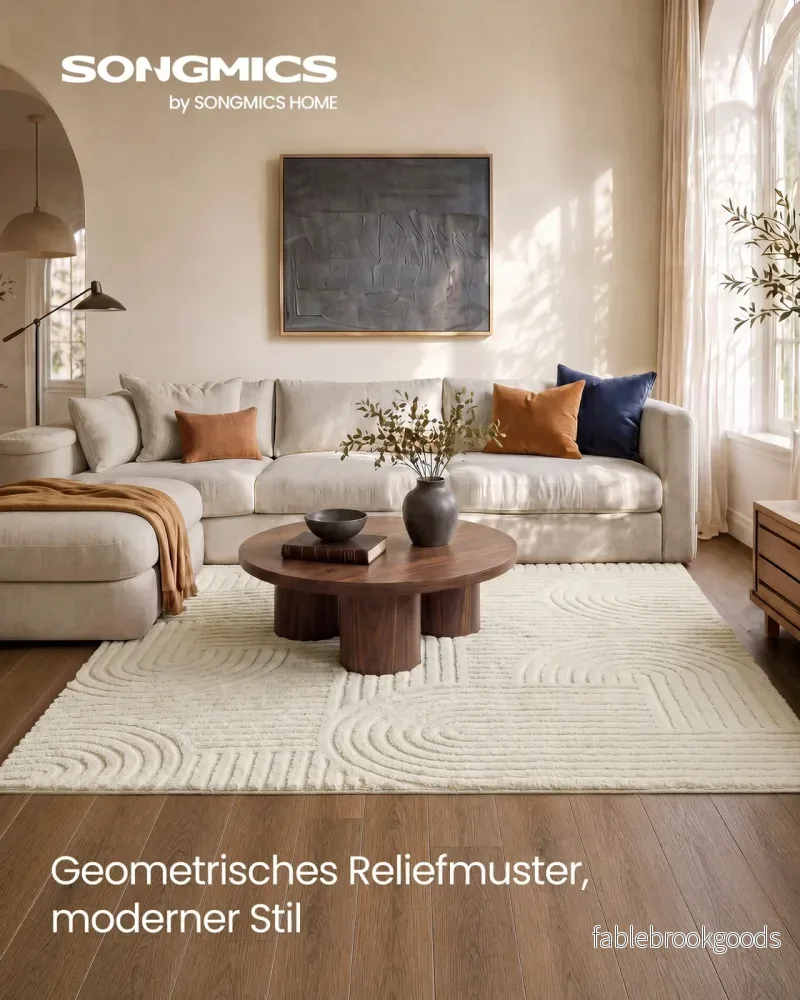Vloerkleed - 230 x 160 cm - 3D Geometrisch Patroon - Wasbaar - Crèmewit - Bild 2
