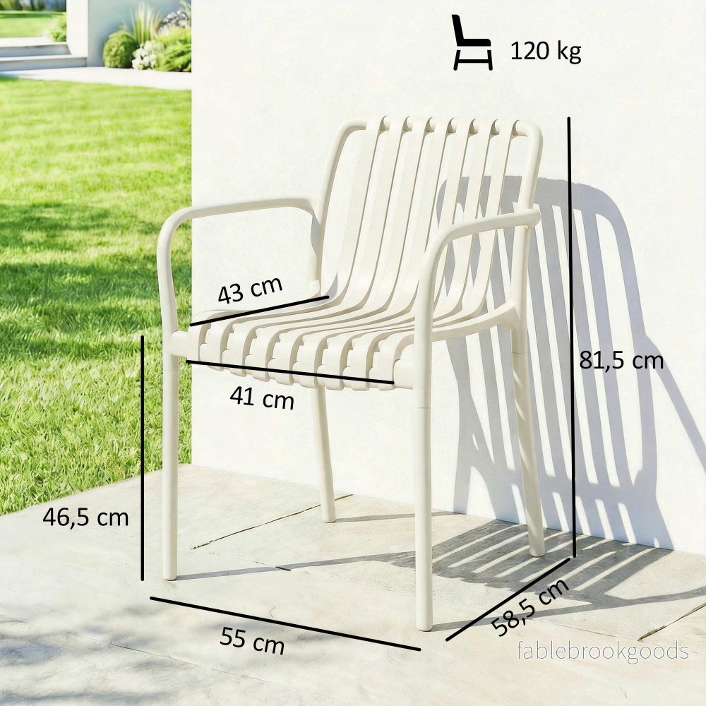 Stapelbara utomhusstolar, set om 4, krämvit, ergonomisk design - Bild 3
