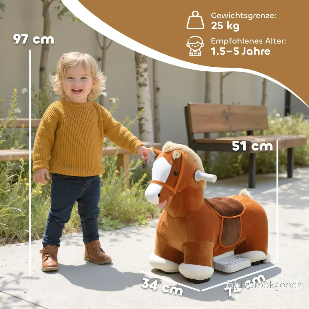 Rid-on leksakshäst för barn, mjukt omslag, musik, 1,5-5 år - Bild 3