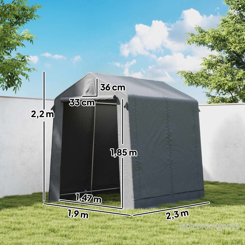 Förvaringstält för utomhusbruk 2,3 x 1,9 m, vattentätt, mörkgrått - Bild 3
