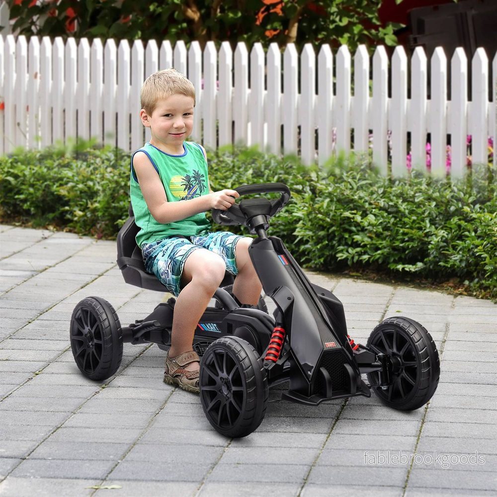 Kids Pedal Go-Kart, justerbar sits & handbroms, svart - Bild 2