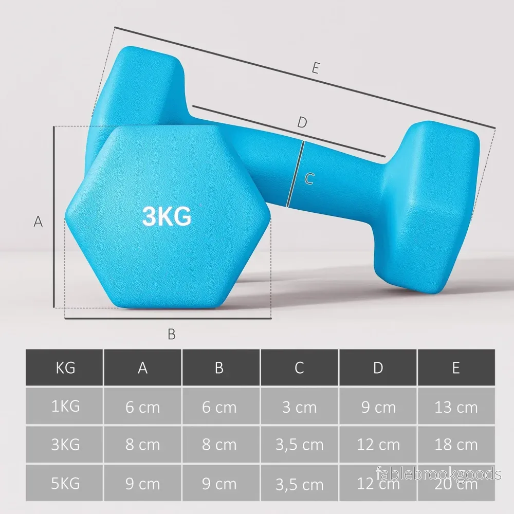 Hantelset med ställ – 6 vikter: 2x1kg, 2x3kg, 2x5kg - Bild 3