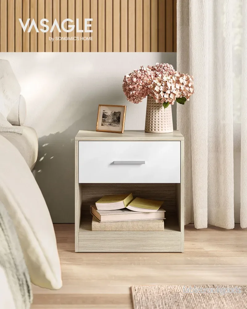 Sängbord med låda – Modern Design – Klassisk Vit - Bild 2