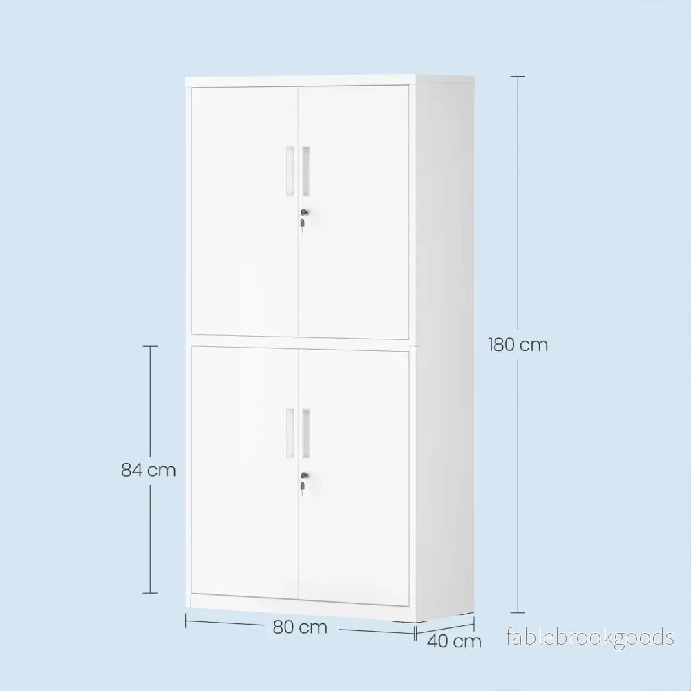 Archiefkast - 4 Deuren - 5 Verstelbare Planken - Met Slot - Wit - Bild 3