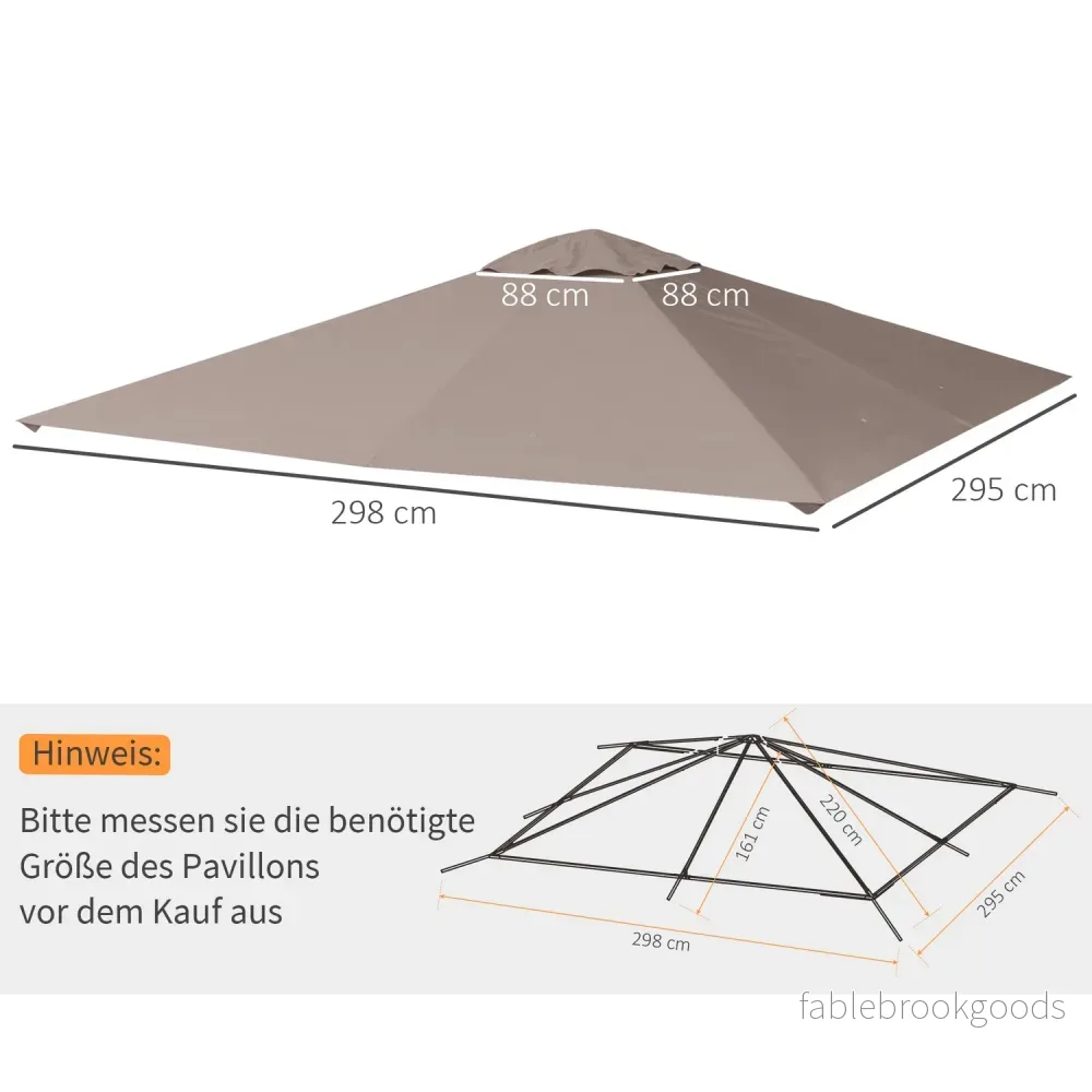 Gazebo takskydd, solskydd, beige polyester, 3x3 M - Bild 3
