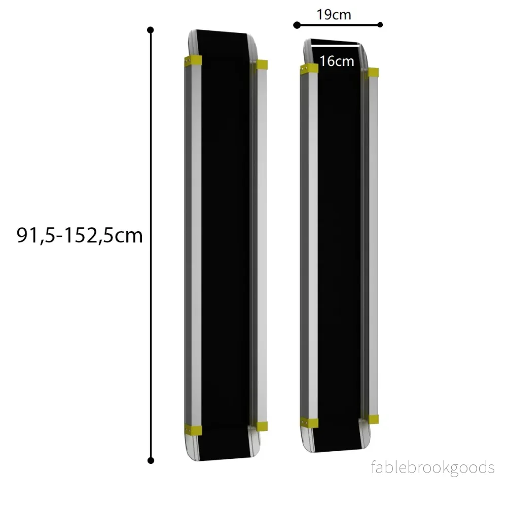 Rullstolsramp – upp till teleskopramp med halkskydd beläggning last aluminium – 2 x 270 kg 91,5-152,5 cm – Svart - Bild 2