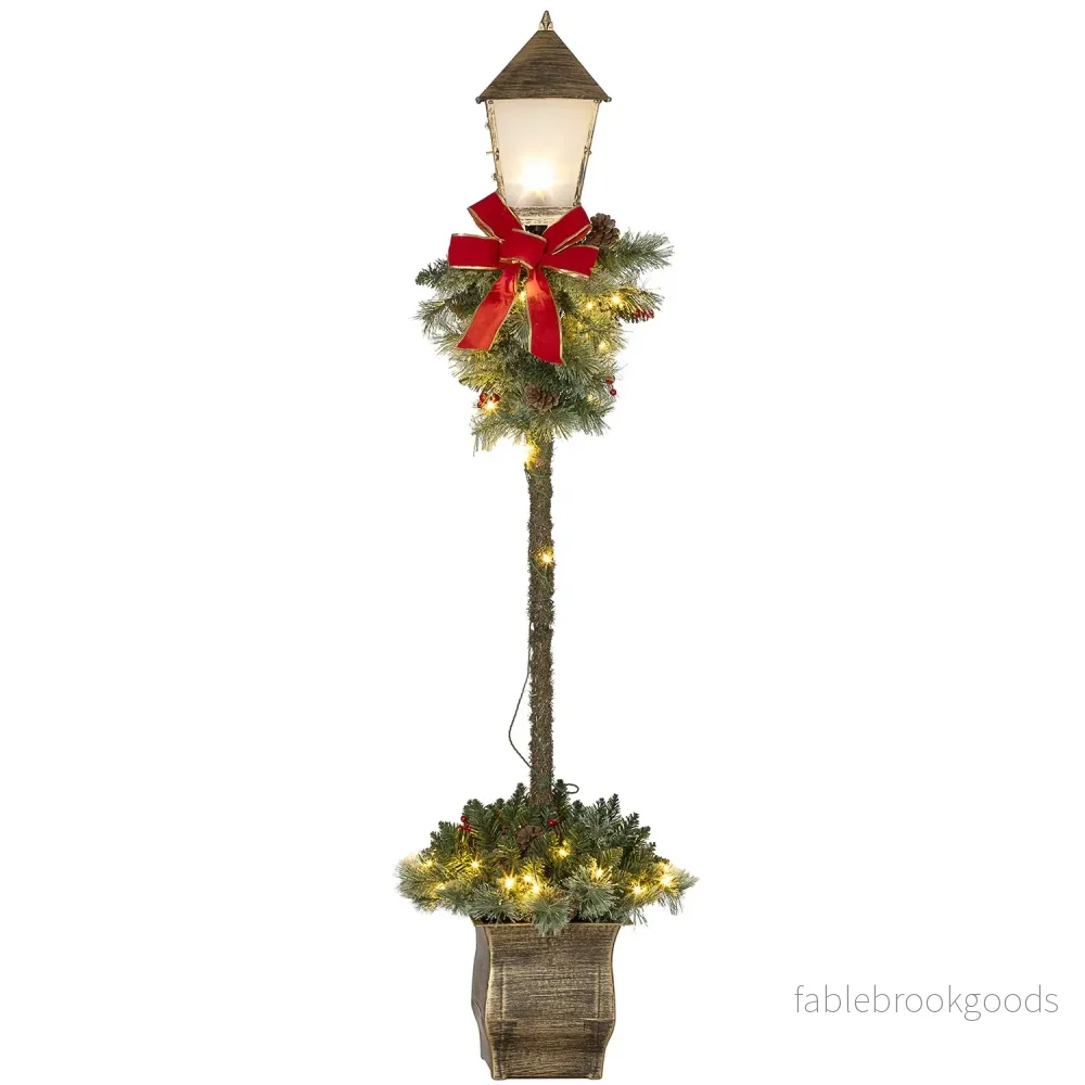 Metalljullykta med LED Fairy Lights, kottar och rosett