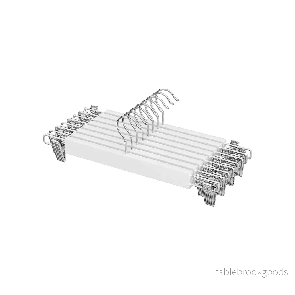 Byxhängare – Set om 8 med clips – Naturträ – Vit Byxhängare – Set om 8 med clips – Naturträ – Vit
