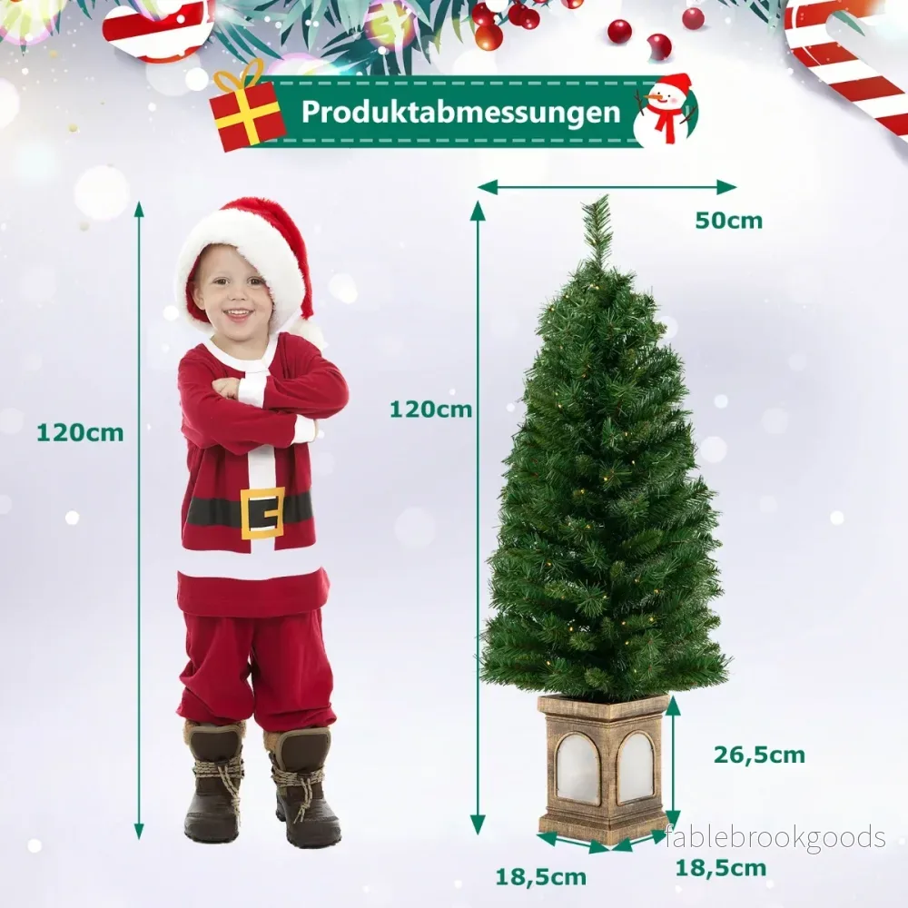 Konstgjord – julgran i kruka med belysning och Timer i krukträd – 120 cm – Grön - Bild 2