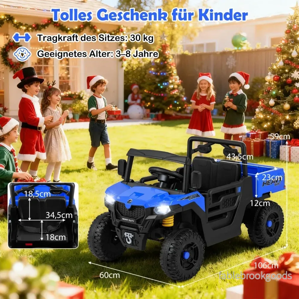 Elektrisk – bil för barn med tippflak och fjärrkontroll 12V – Blå - Bild 2