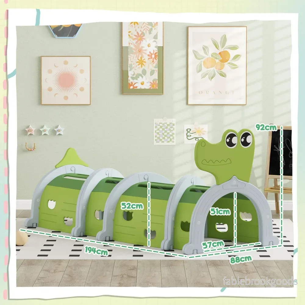 Kids Crawling Tunnel – Crocodile Design, 194 cm, inomhus/utomhusbruk - Bild 3