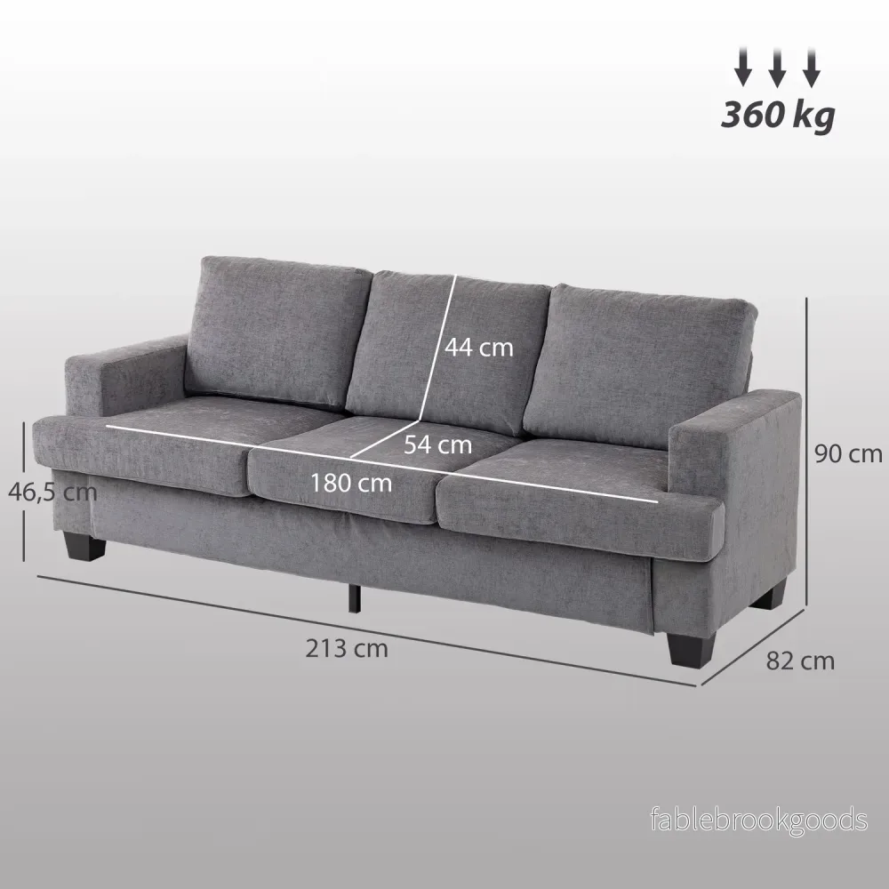 3-sits soffa, klädsel i grå tyg, Stålstomme - Bild 3