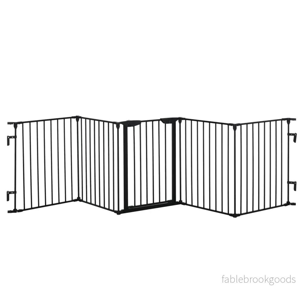 Valplekhage & hopfällbar barriär med dörr, metall, svart