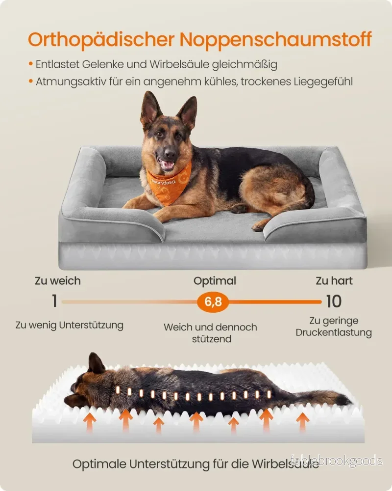Orthopedisch Hondenbed - 122 x 85 cm - Verhoogde Rand - Wasbare Hoes - Duifgrijs - Bild 3