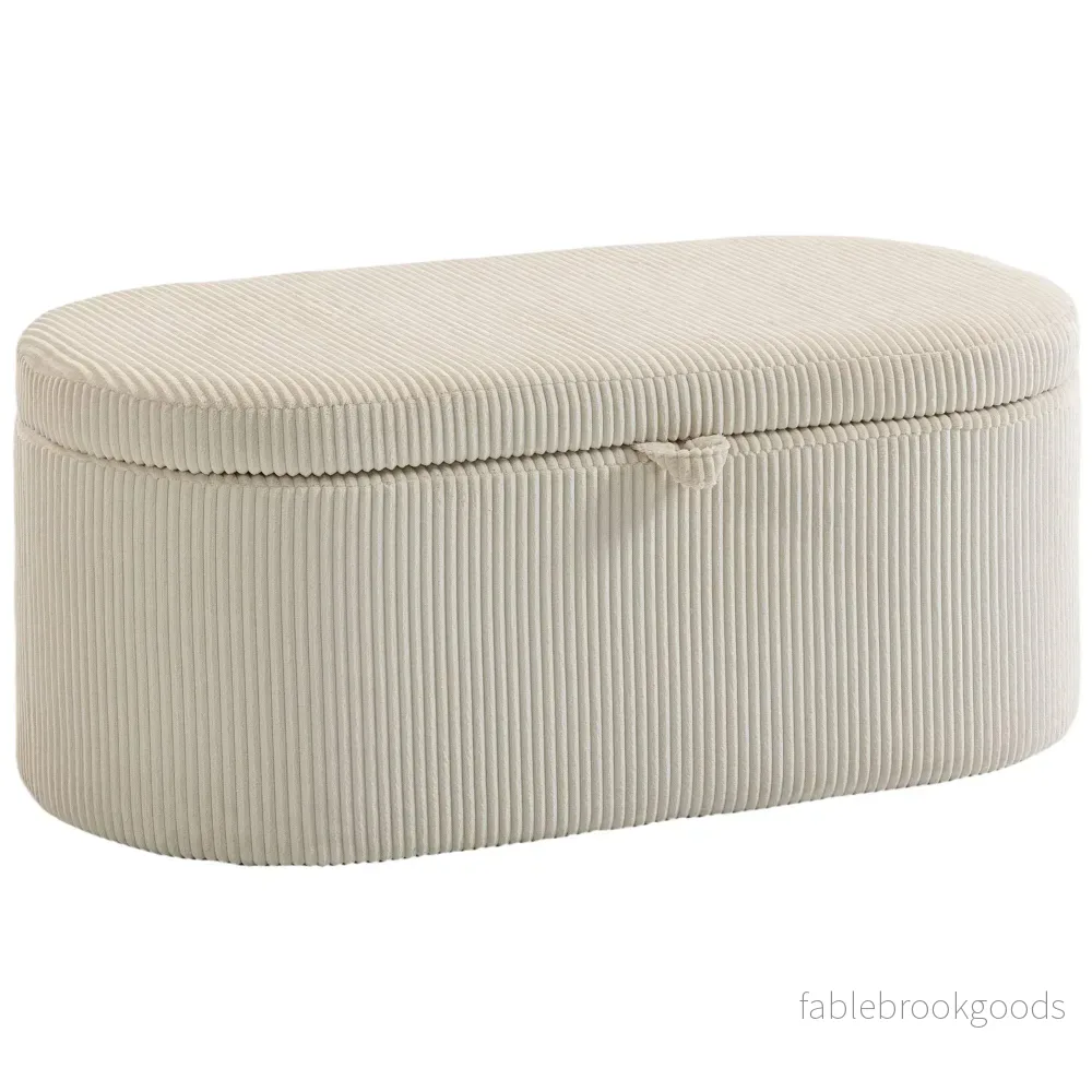 Förvaringsfotpall med snörklädsel, 105 x 51 x 49 cm, Beige
