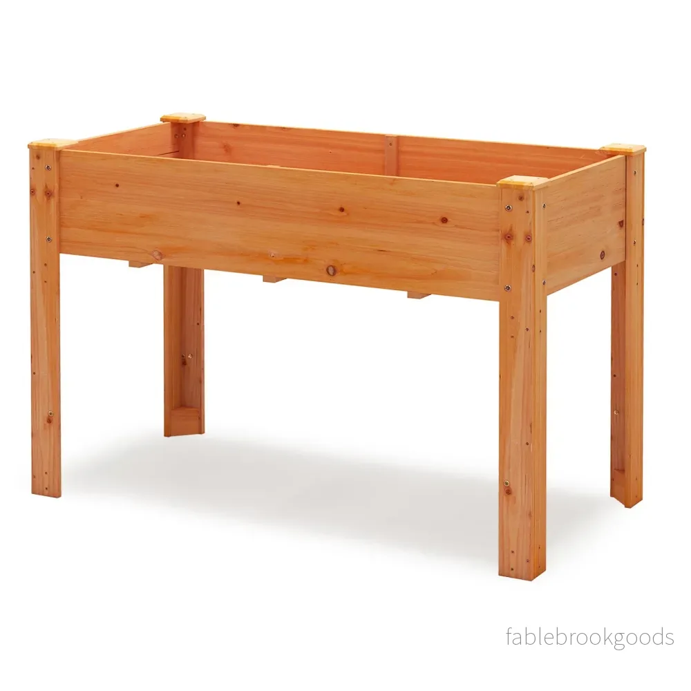 Höjdodling – Trä Förhöjd Trädgårdsbädd Planteringslåda med dräneringshål Grönsaksbädd Planteringsbädd rektangulär – 120 x 60 x 82 cm – Brun