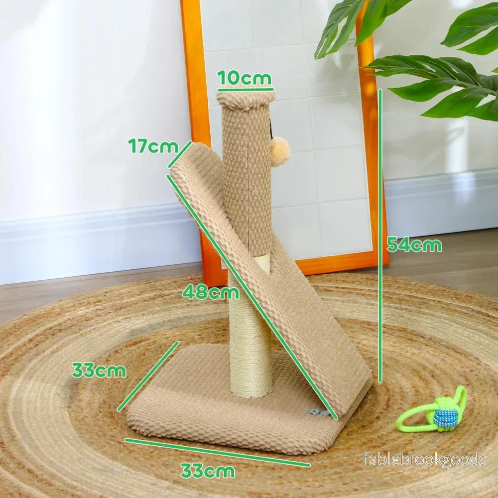 Kattskrapstolpe, 54 cm sisal, gräddvit med lekboll - Bild 3