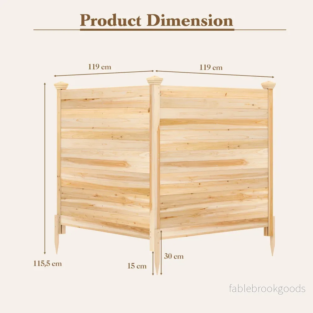 Pack – Tvådelad skyddshäck trädgårdshäck av gran utomhus trähäck med tre stolpar naturfärg – 2 119 x 119 cm – Natur - Bild 2