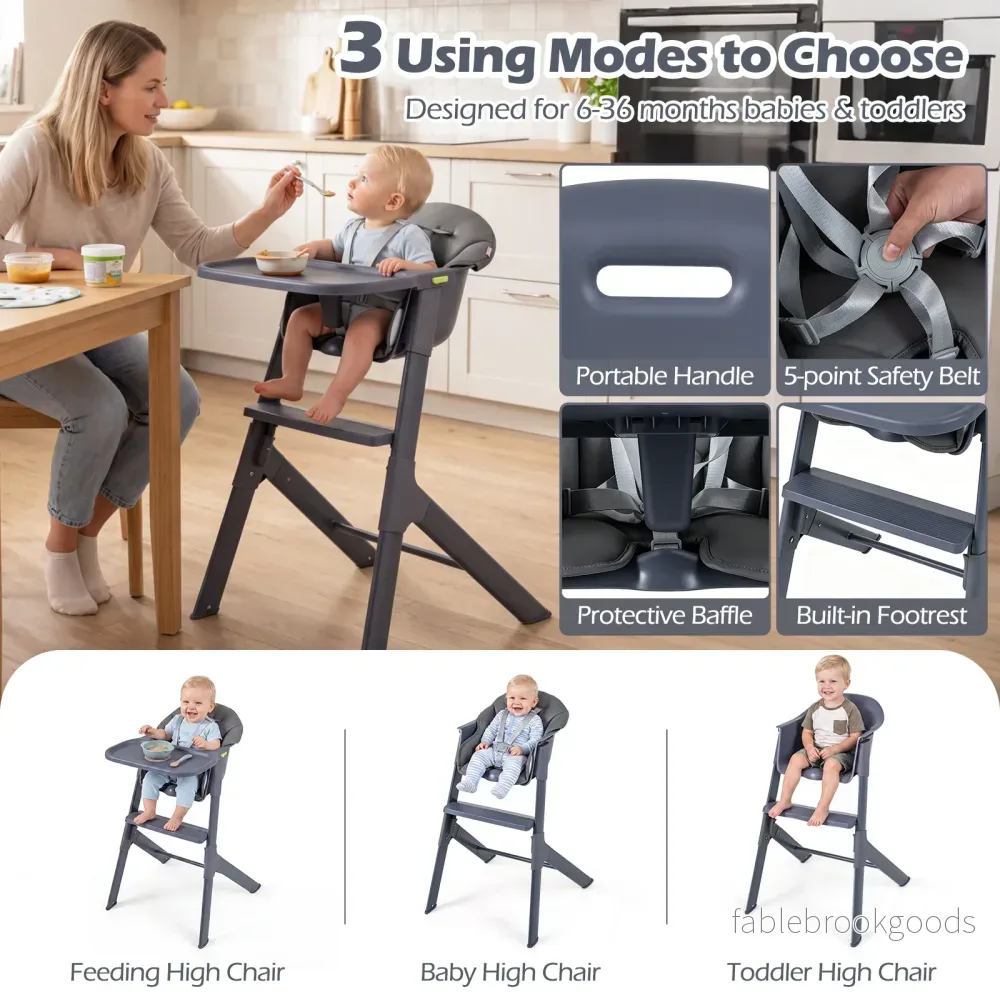 Barnmatstol – 3‑i‑1, barnstol med justerbar bricka och fotstöd, max – 15 kg - Bild 3