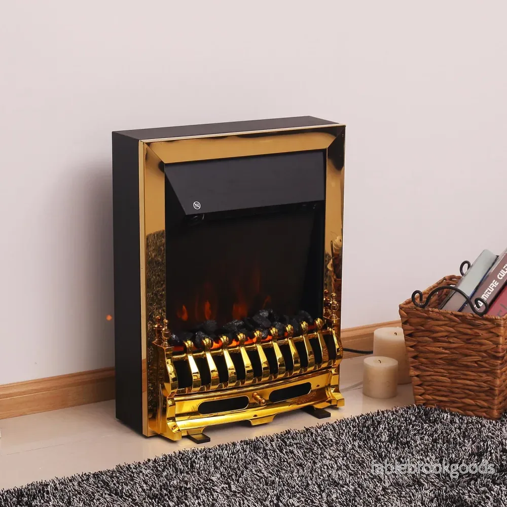 Fristående Elspis, 1000/2000W, Guld, Flameffekt - Bild 2