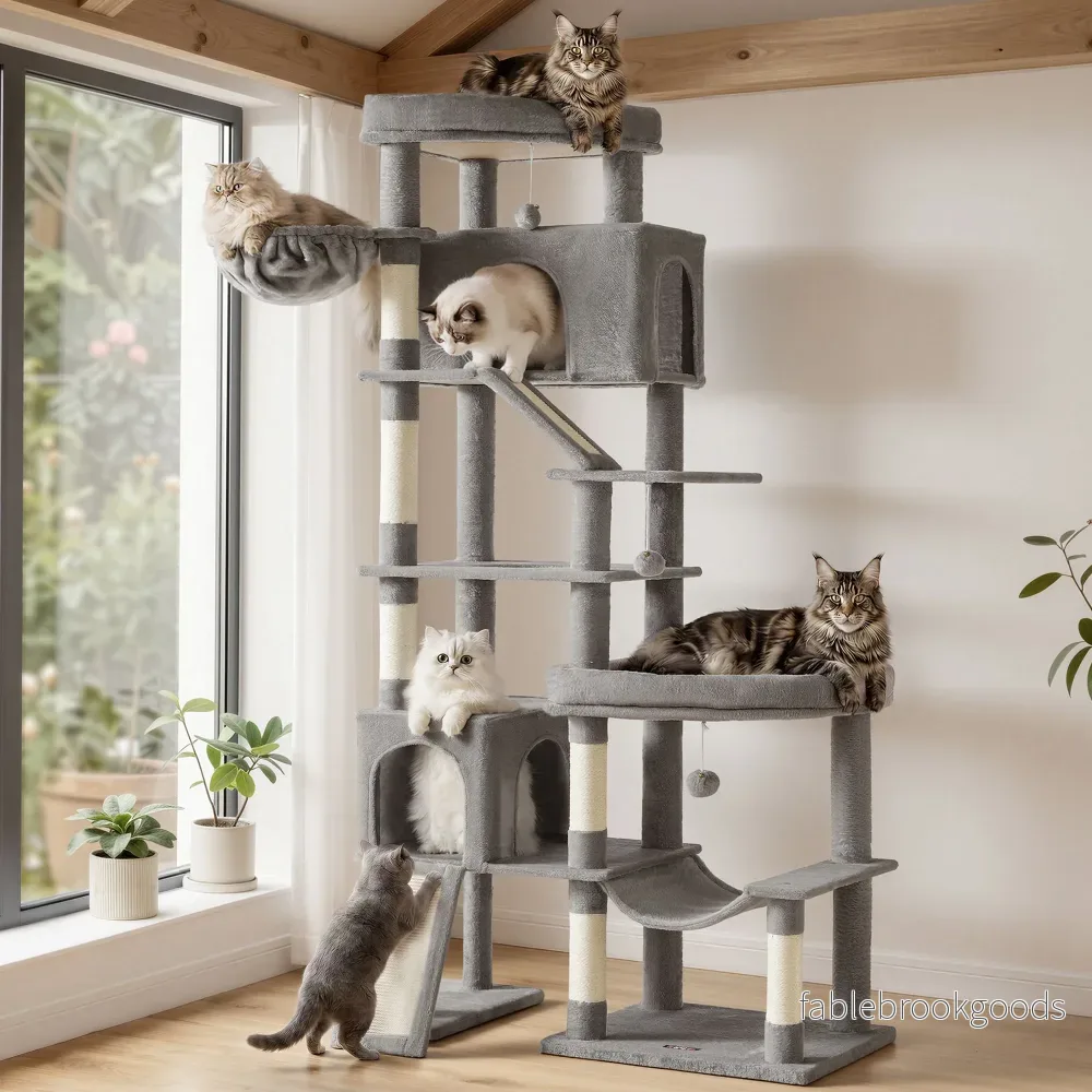 Krabpaal – Met Sisalstammen en Rustplateaus – Voor Grote Katten – Lichtgrijs – 105 x 45 x 202 cm Krabpaal – Met Sisalstammen en Rustplateaus – Voor Grote Katten – Lichtgrijs – 105 x 45 x 202 cm