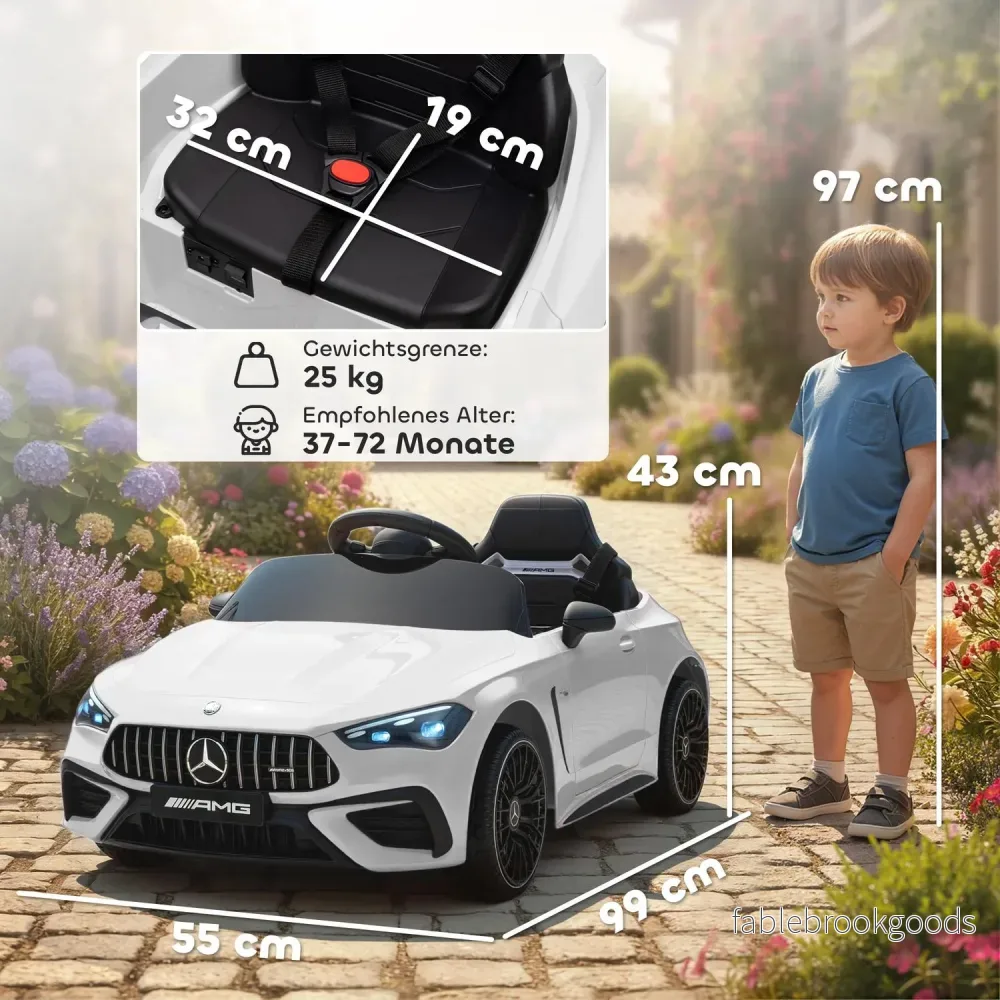 Elbil för barn, Mercedes Design, 12V, Fjärrkontroll, LED, Vit - Bild 3