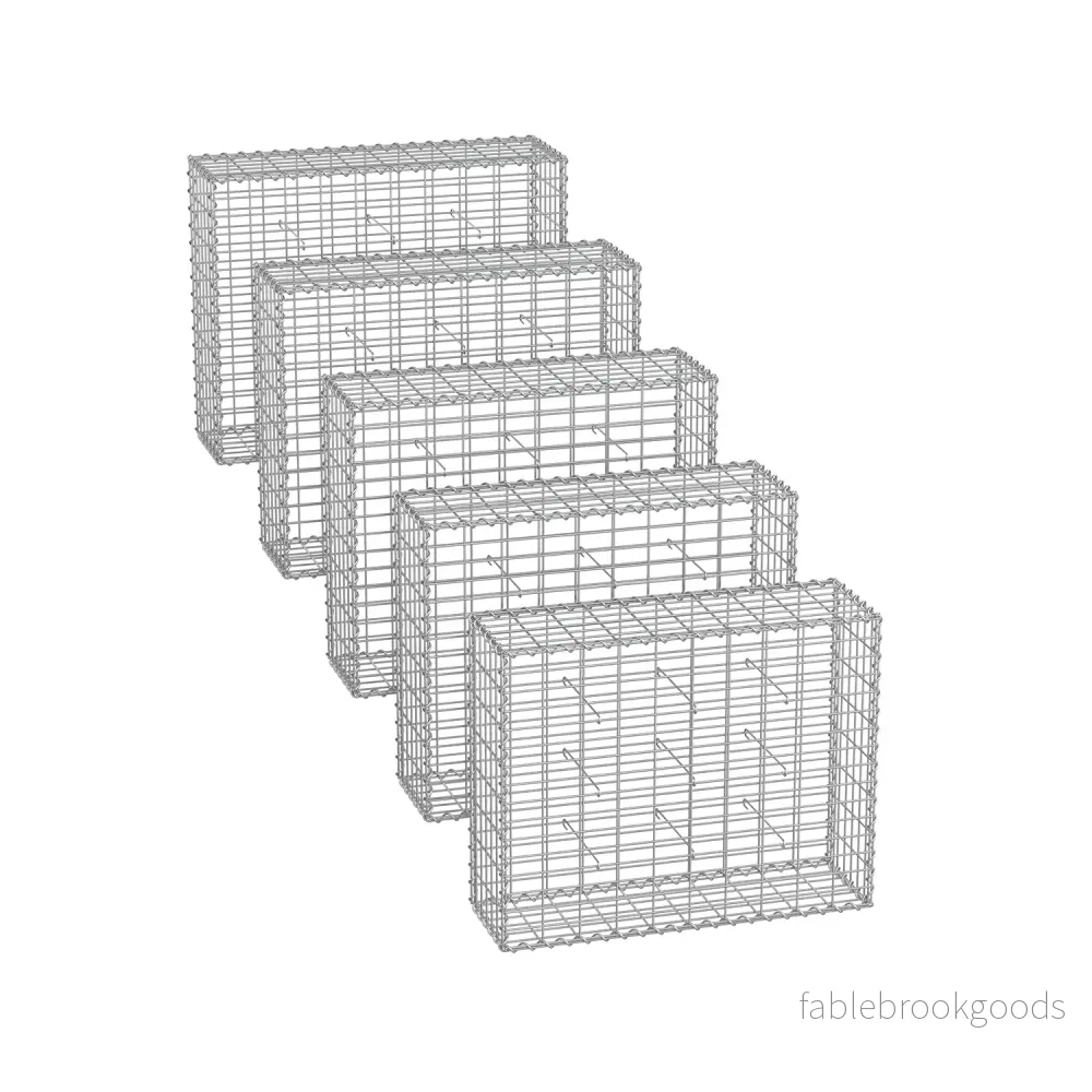 Set med 5 gabioner – 100 x 80 x 30 cm – silver Set med 5 gabioner – 100 x 80 x 30 cm – silver
